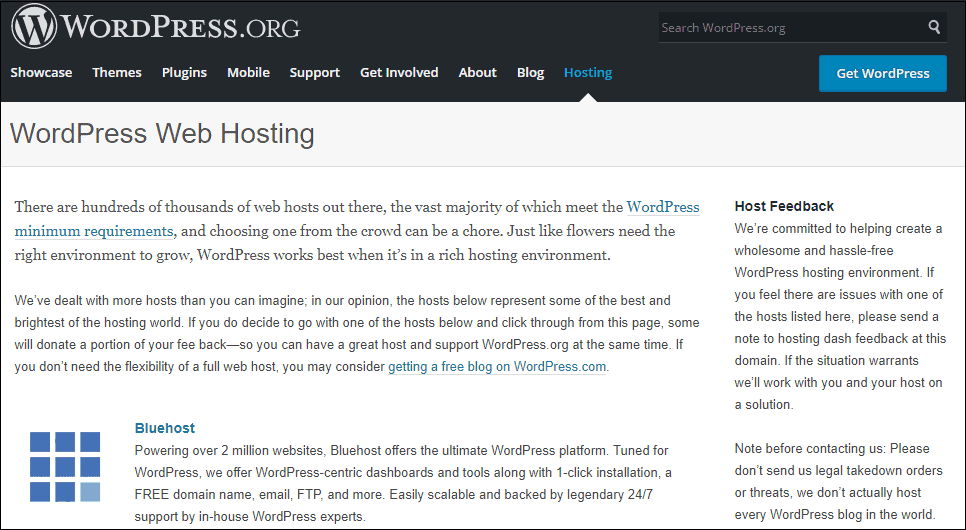 WordPress Recommend Hosting Bluehost
