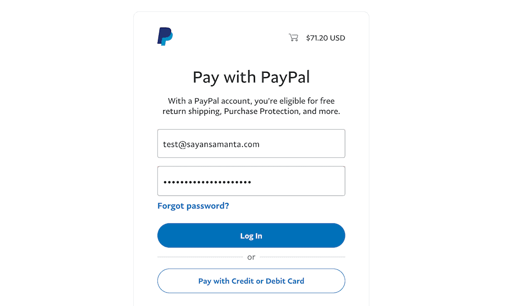 Themify Paypal checkout page