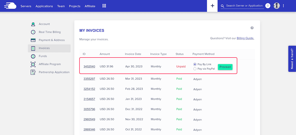 CloudWays increased pricing invoices